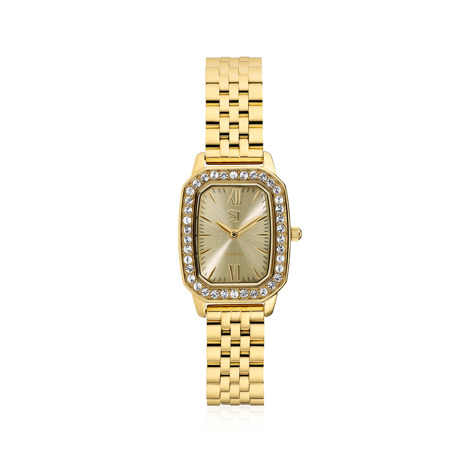 Stainless steel gold | Goldenes Zifferblatt und weißen Zirkone