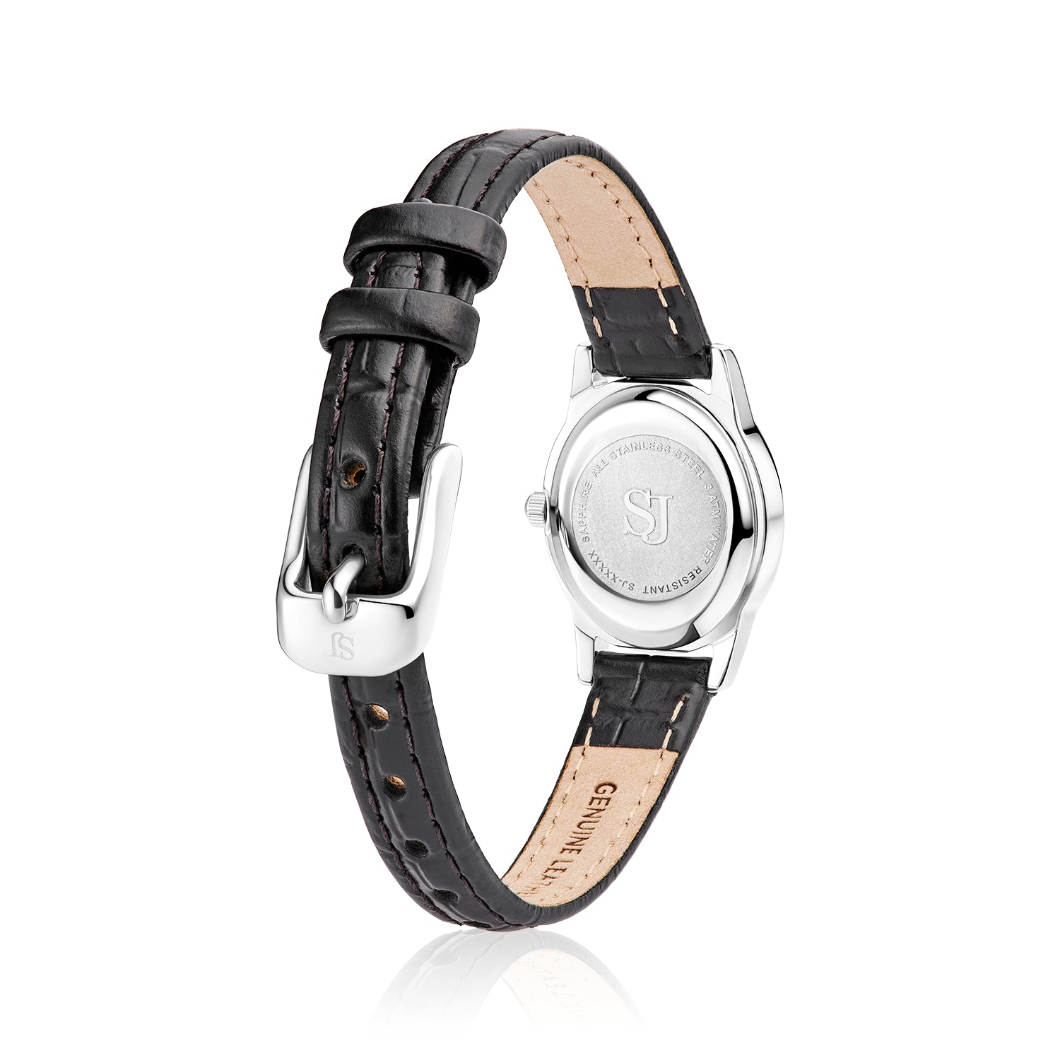 Stainless steel Silver | Schwarzes Lederarmband