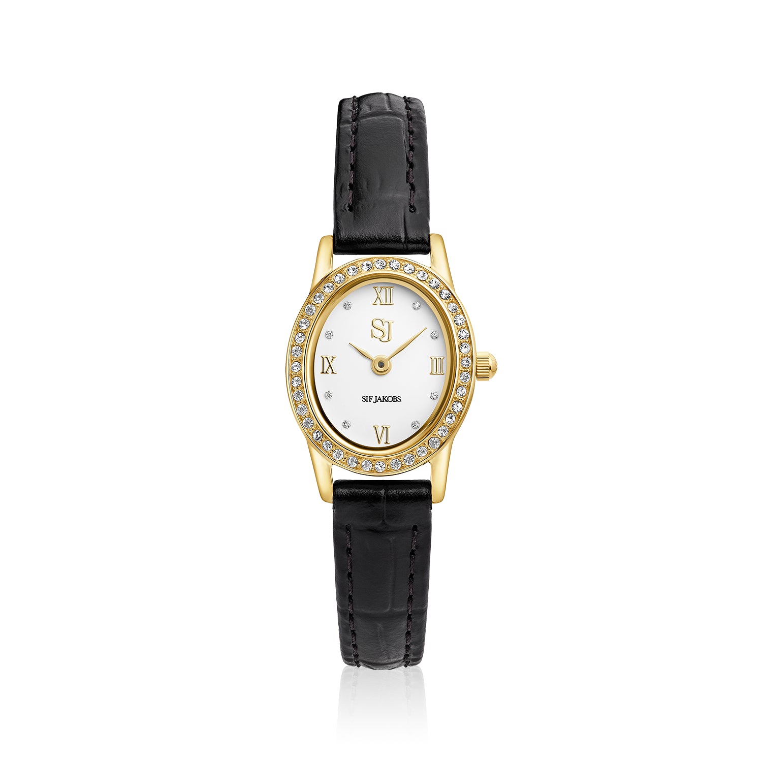 Stainless steel gold | Schwarzes Lederarmband
