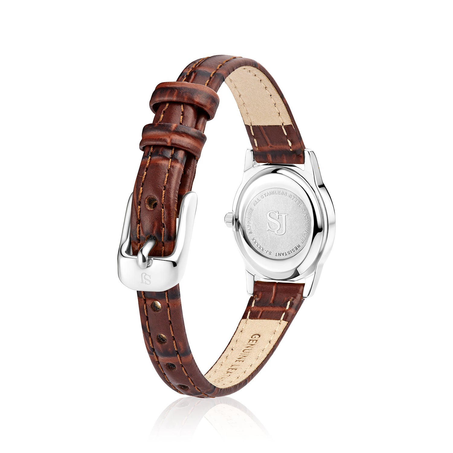 Stainless steel Silver | Braunes Lederarmband