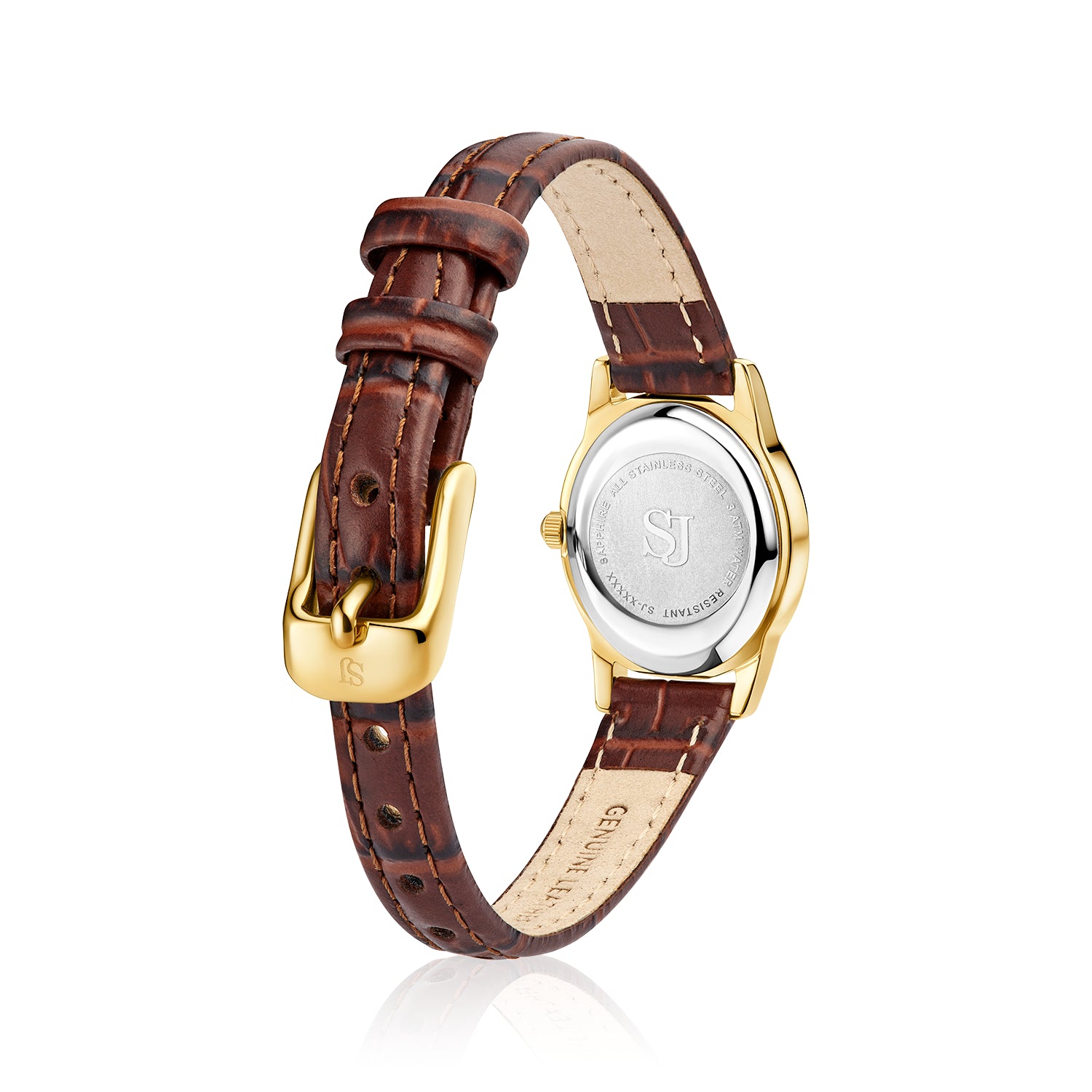 Stainless steel gold | Braunes Lederarmband