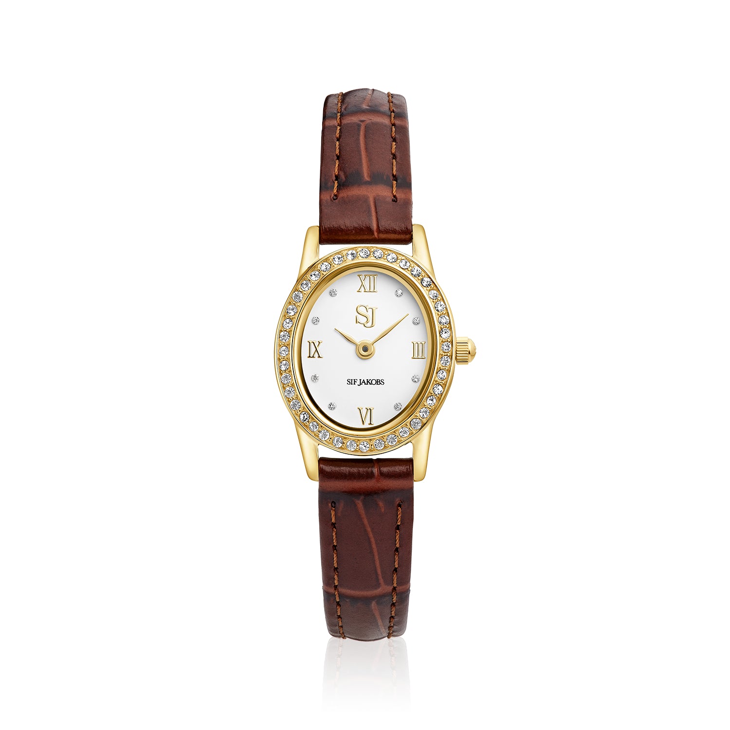 Stainless steel gold | Braunes Lederarmband