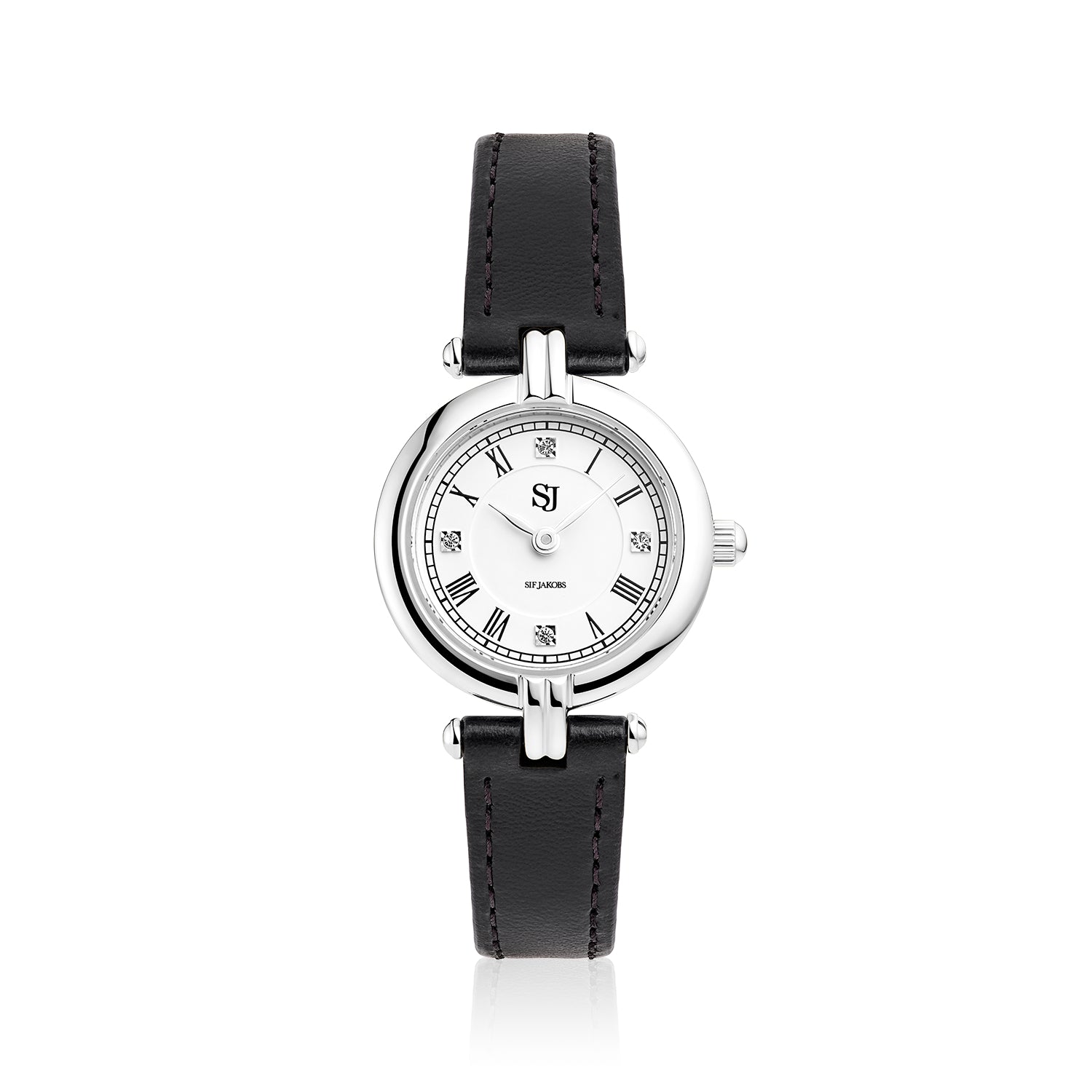 Stainless steel Silver | Schwarzes Lederarmband
