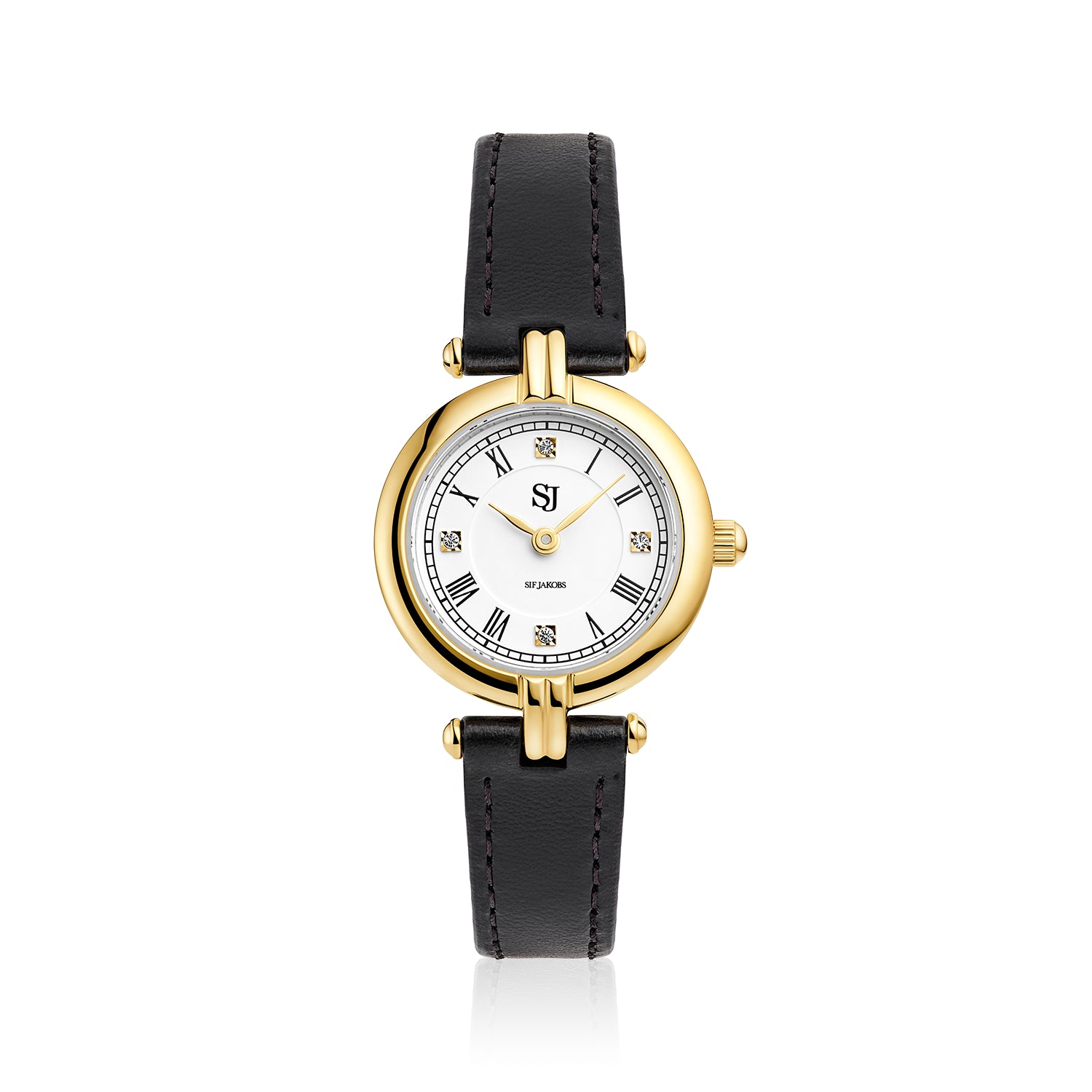 Stainless steel gold | Schwarzes Lederarmband