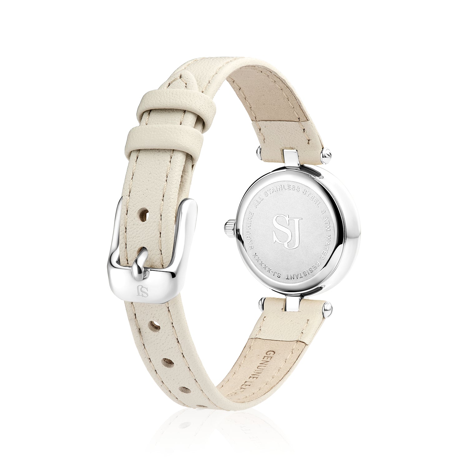 Stainless steel Silver | Beiges Lederarmband