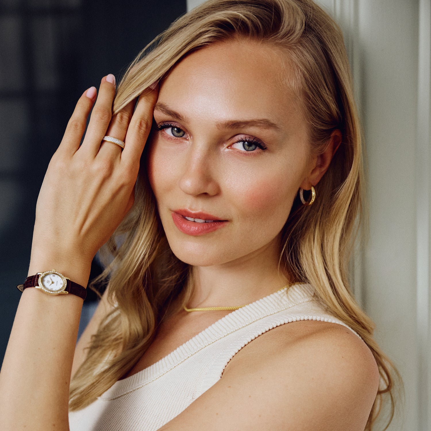 Stainless steel gold | Braunes Lederarmband