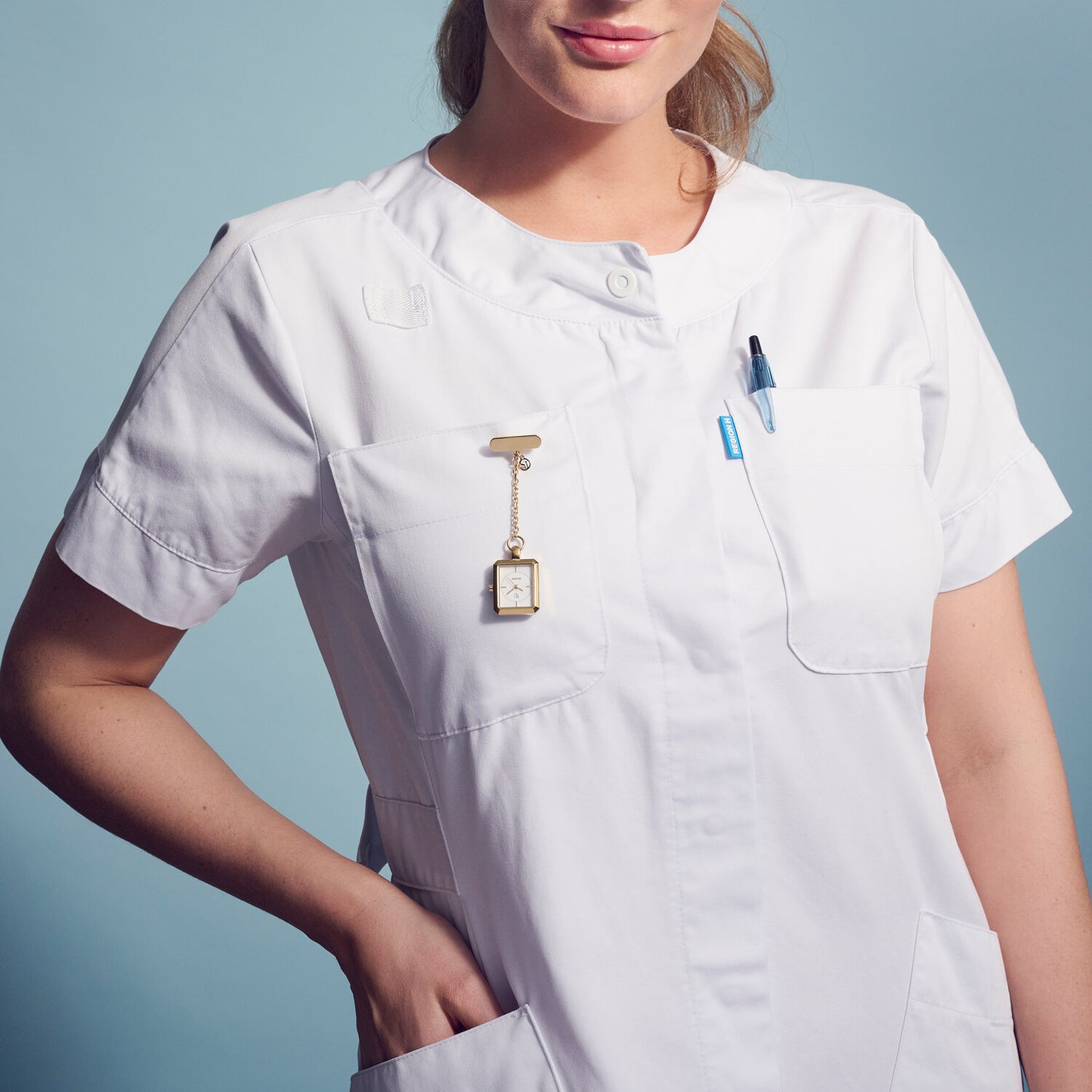 Stainless steel gold | Weißes Perlmutt-Zifferblatt