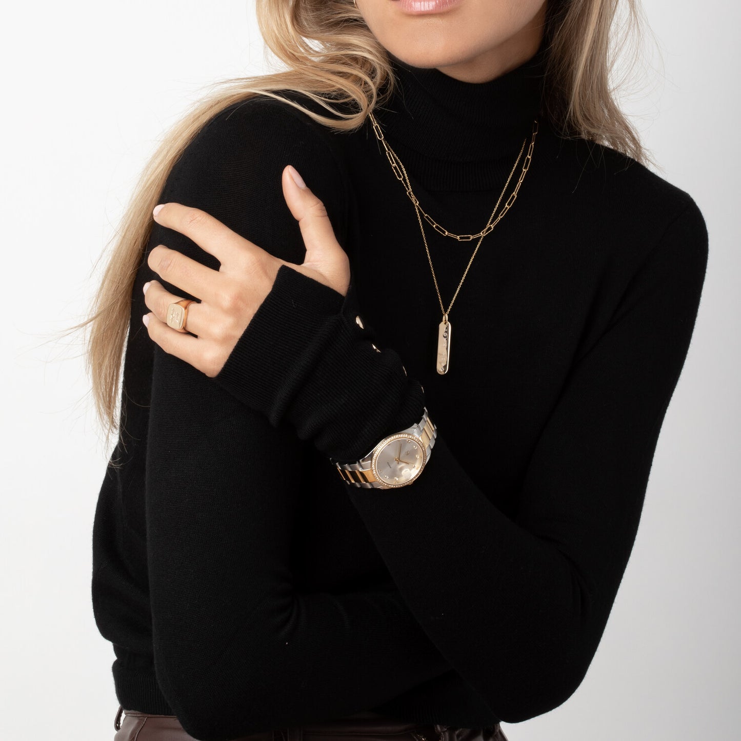 Stainless steel silver & gold | Silbernes Zifferblatt und weißen Zirkone