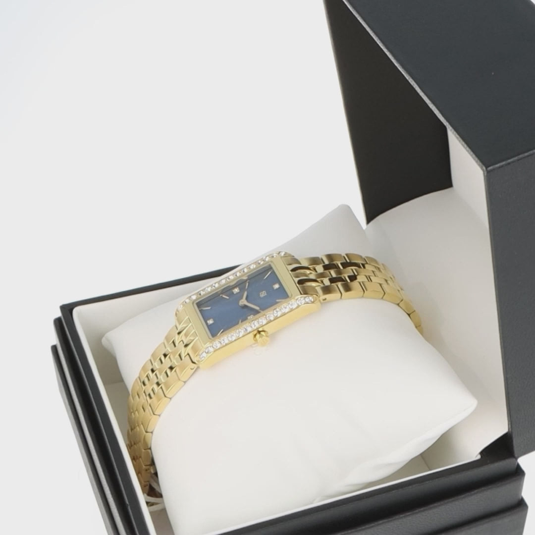 Stainless steel gold | Dunkel Blau Zifferblatt
